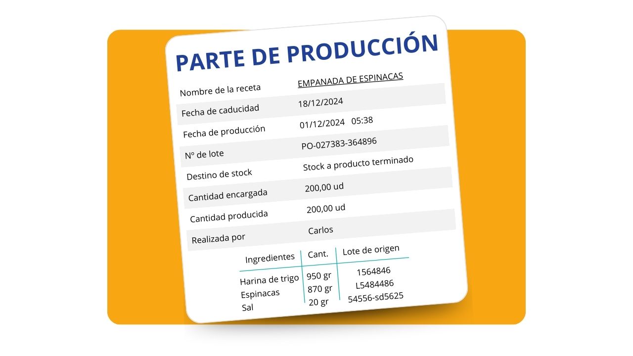 partes de producción y trazabilidad