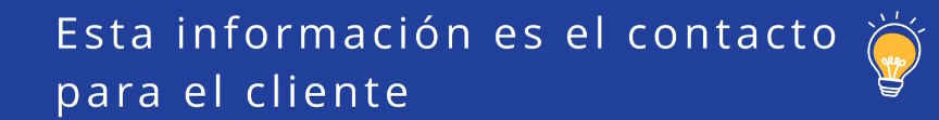información de contacto para el cliente en recipok