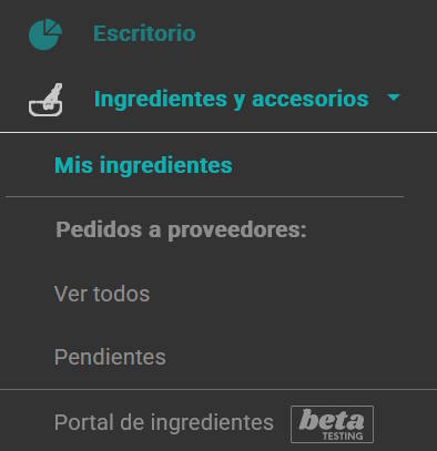 menú ingredientes